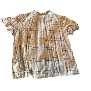 Amazon Essentials Cream and Red Plaid Blouse